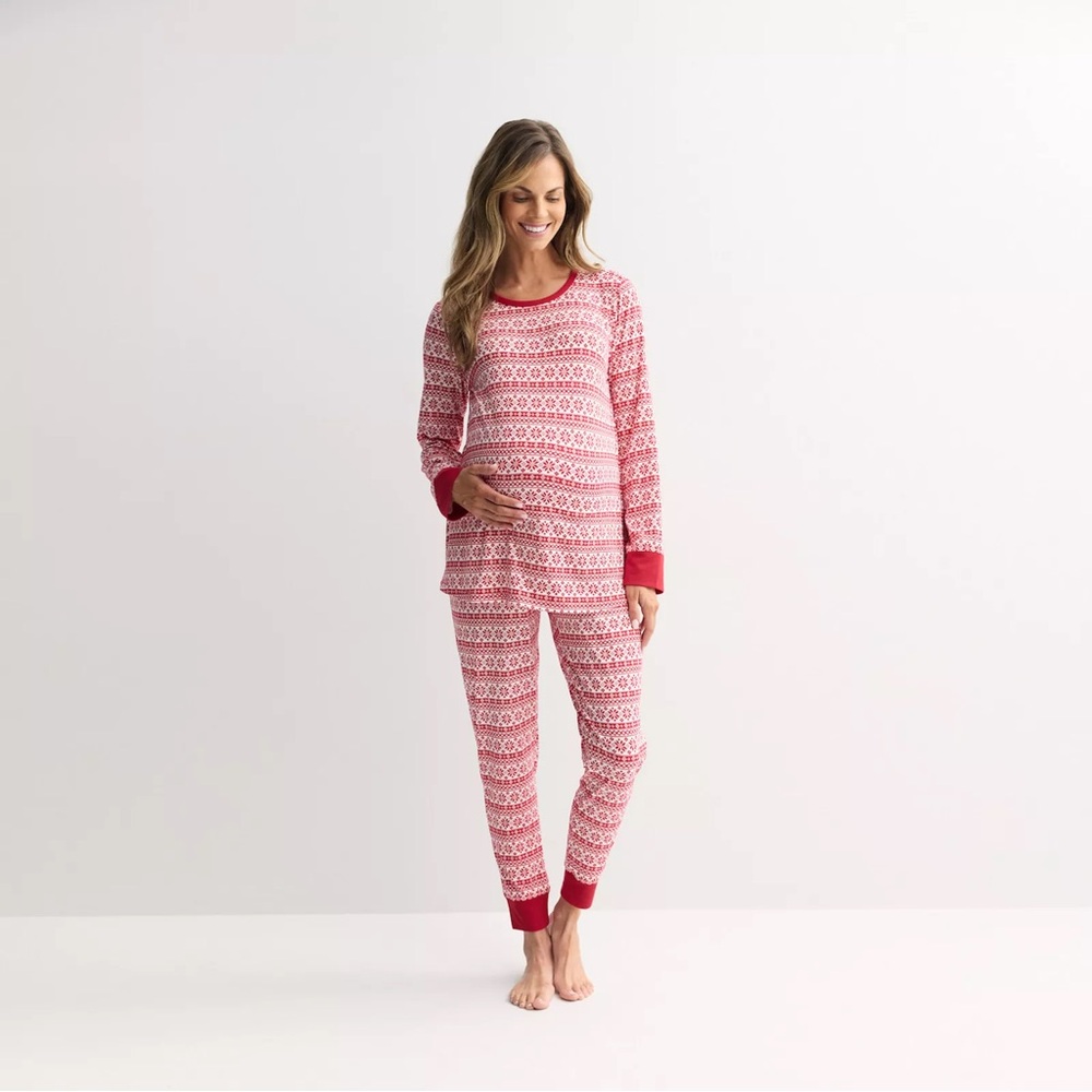 Maternity Jammies for your Families Joy Fairisle Pajama Top and Bottoms